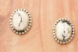 White Buffalo Turquoise Sterling Silver Post Earrings